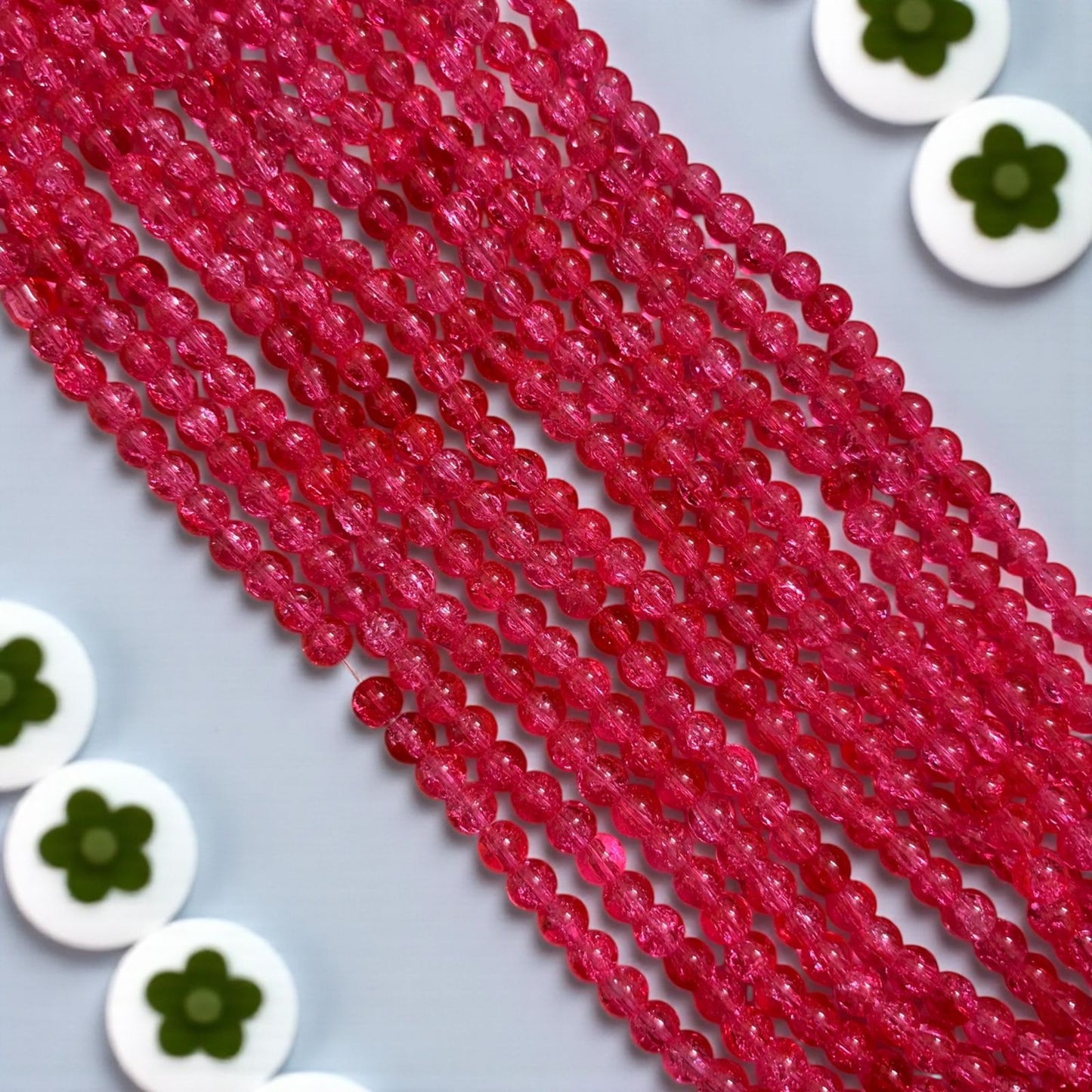 Crackle Beads 8mm - Tomato Red