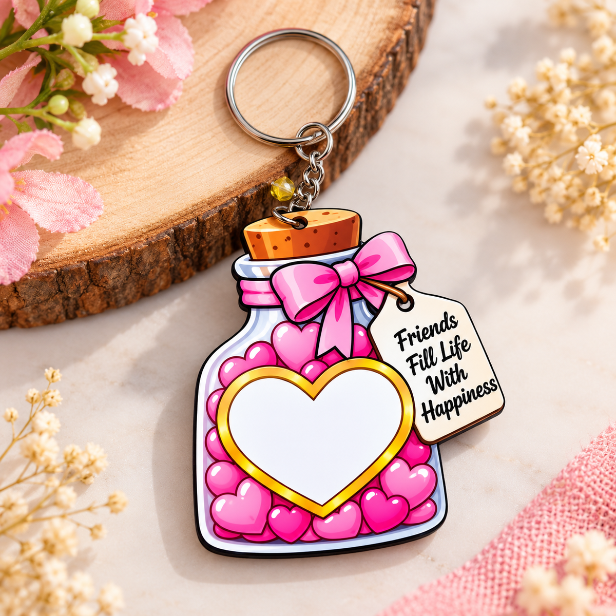 Love Jar MDF Thumbprint Heart Keychain ❤️