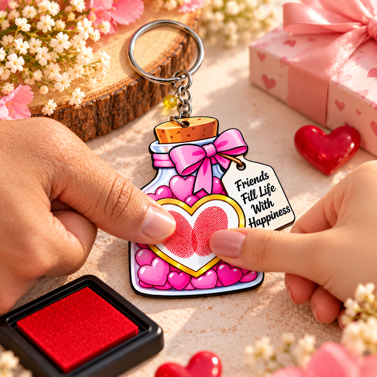 Love Jar MDF Thumbprint Heart Keychain ❤️