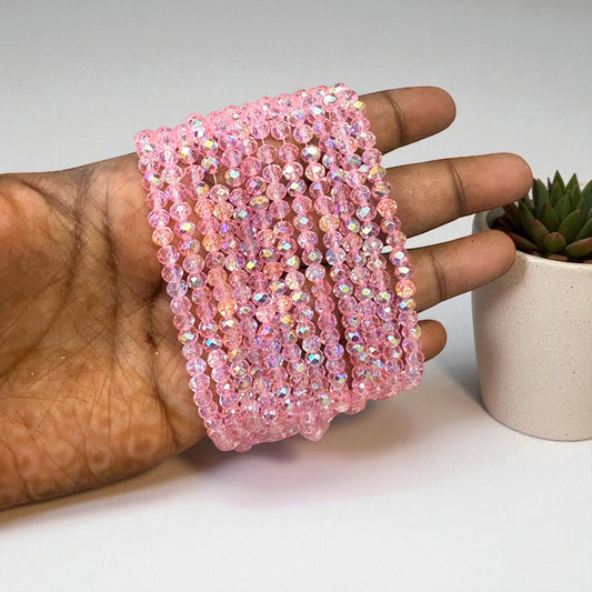 Premium Glitter Crystal Beads 4mm - Light Pink