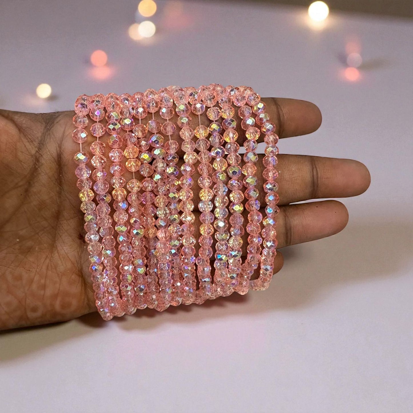 Premium Glitter Crystal Beads 4mm - Peach