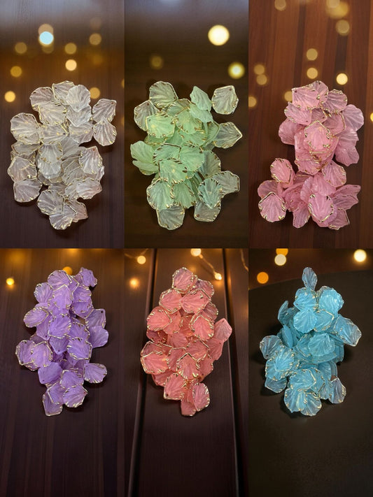 Matte Finish Multicolor Acrylic Leaf with Gold Line (10gms)