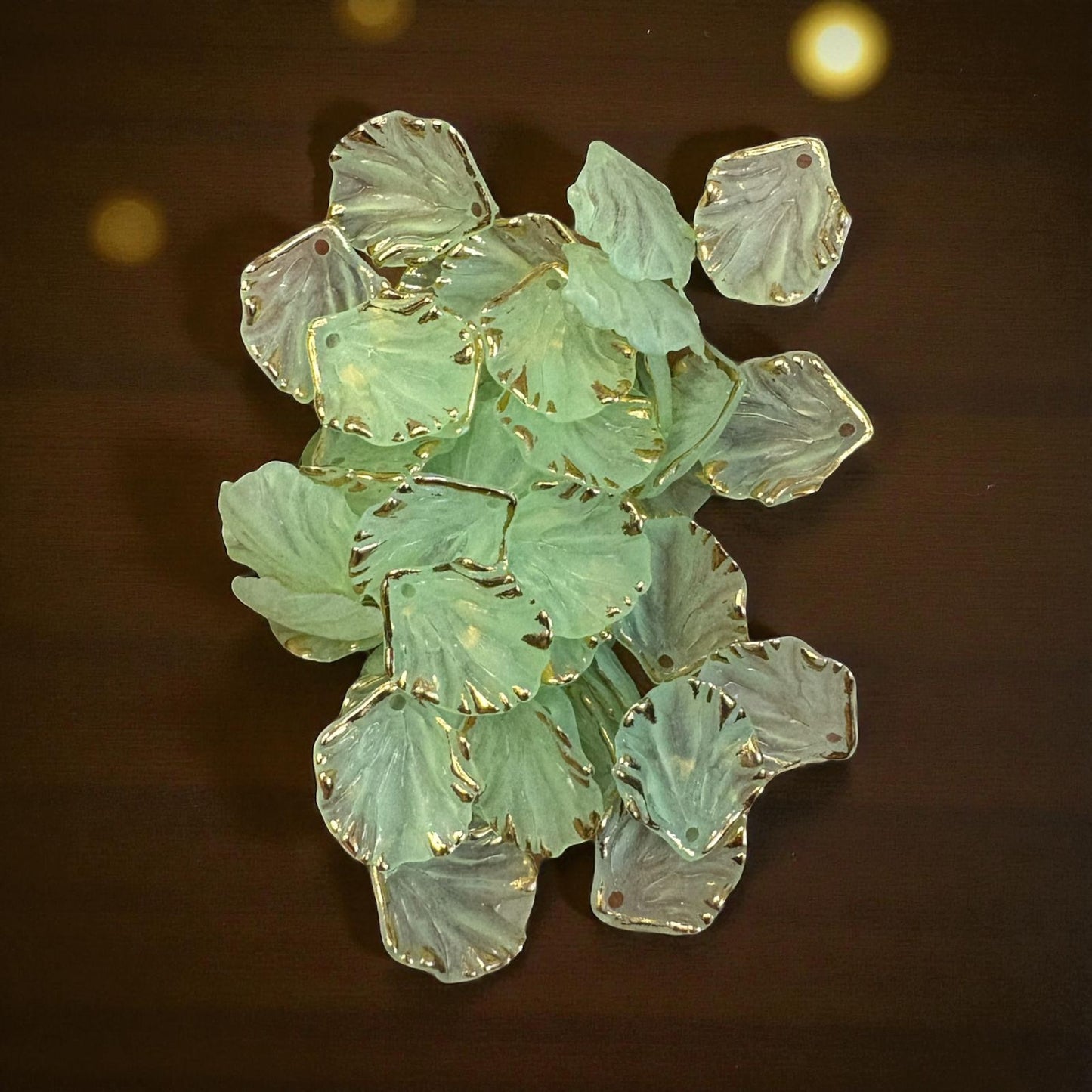 Matte Finish Multicolor Acrylic Leaf with Gold Line (10gms)