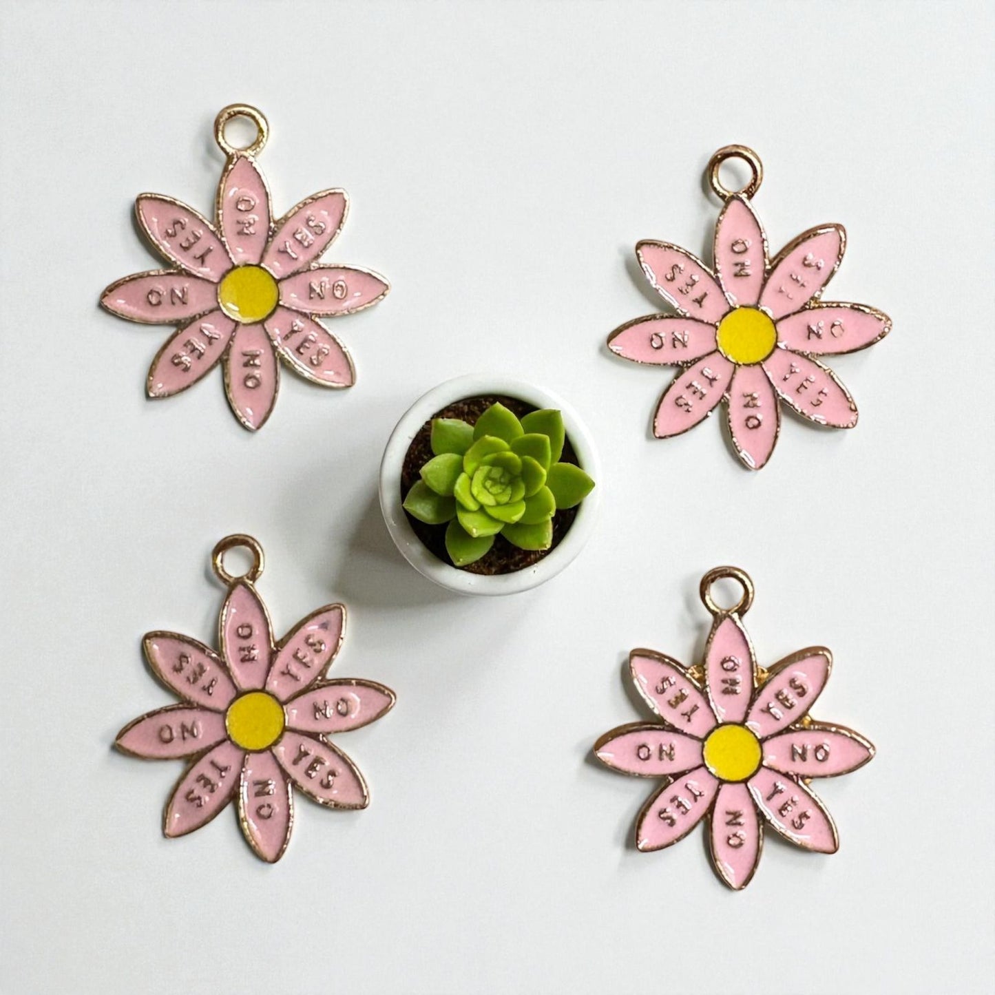 Pink Sunflower Charm 1pc