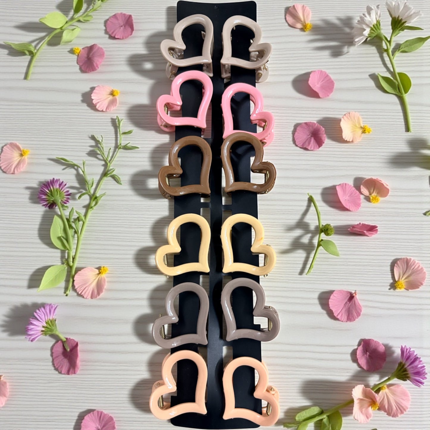 Heart Korean Hair Claw Clips (Medium) - Pack of 12 Pcs