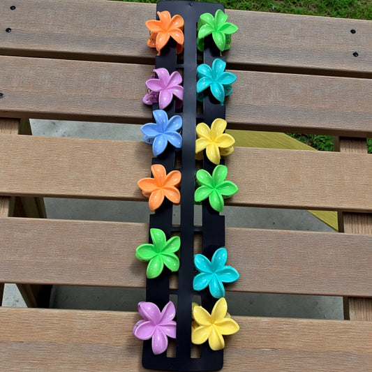 Multicolor Daisy Korean Hair Claw Clips (Medium) - Pack of 12 Pcs
