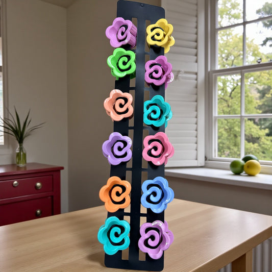 Multicolor Rose Korean Hair Claw Clips (Medium) - Pack of 12 Pcs