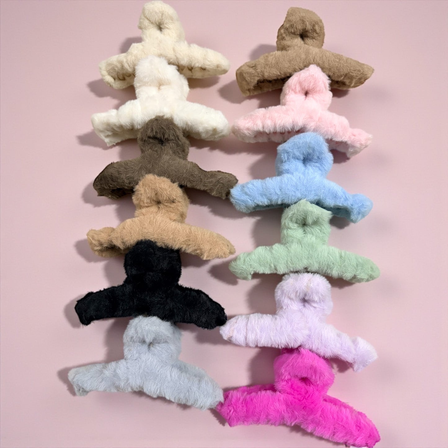 Multicolor Fur Korean Hair Claw Clips - Pack of 6 Pcs (Mixed)