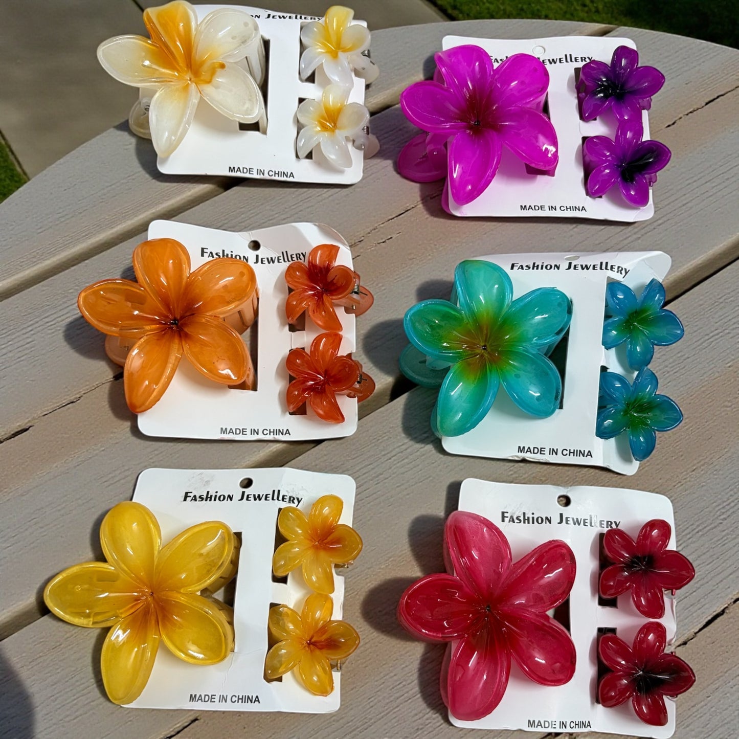 Multicolor Floral Combo Hair Clips (Big) - Pack of 6 Pcs