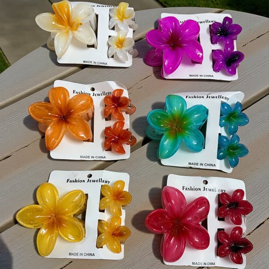 Multicolor Floral Combo Hair Clips (Big) - Pack of 6 Pcs