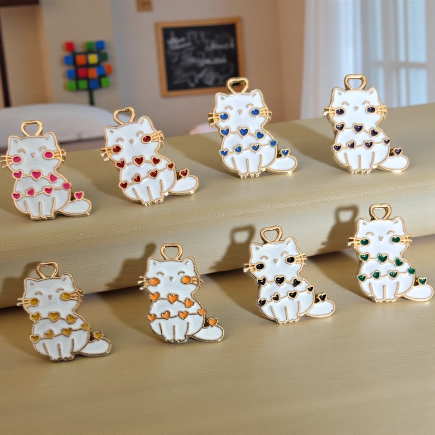 Cat with Little Hearts Charm 1 Pc