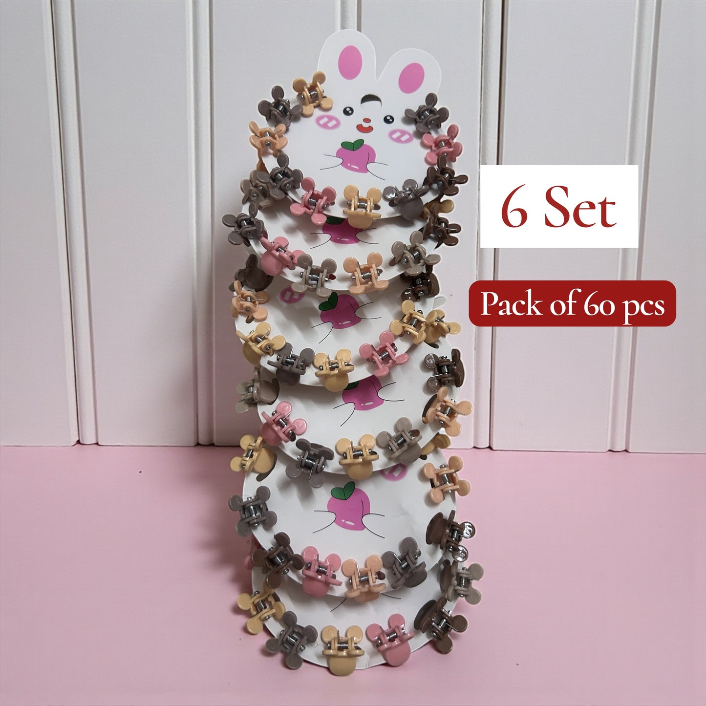 Rabbit Korean Hair Claw Clips for kids (6 Set) - 60 pcs JHKC100102