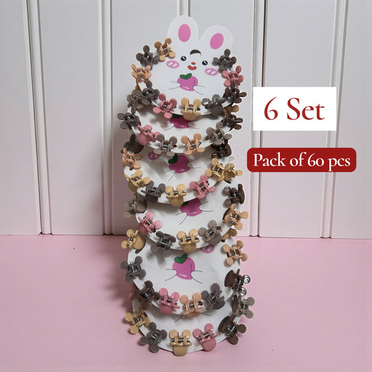 Rabbit Korean Hair Claw Clips for kids (6 Set) - 60 pcs JHKC100102