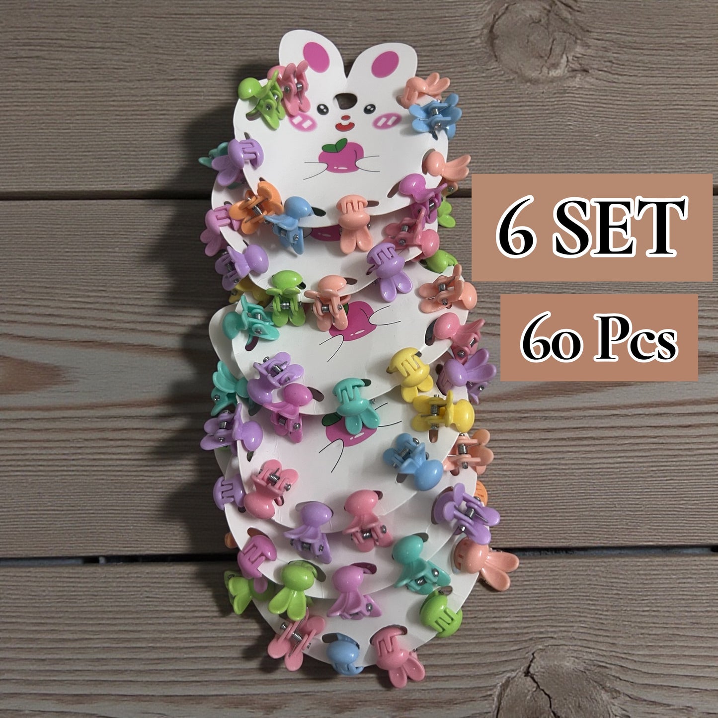 Rabbit Korean Hair Claw Clips for kids (6 Set) - 60 pcs (Type 2)