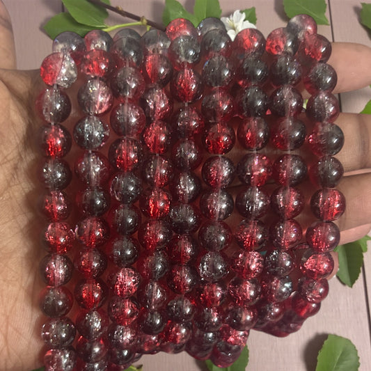 Crackle Beads 8mm - Red & Black