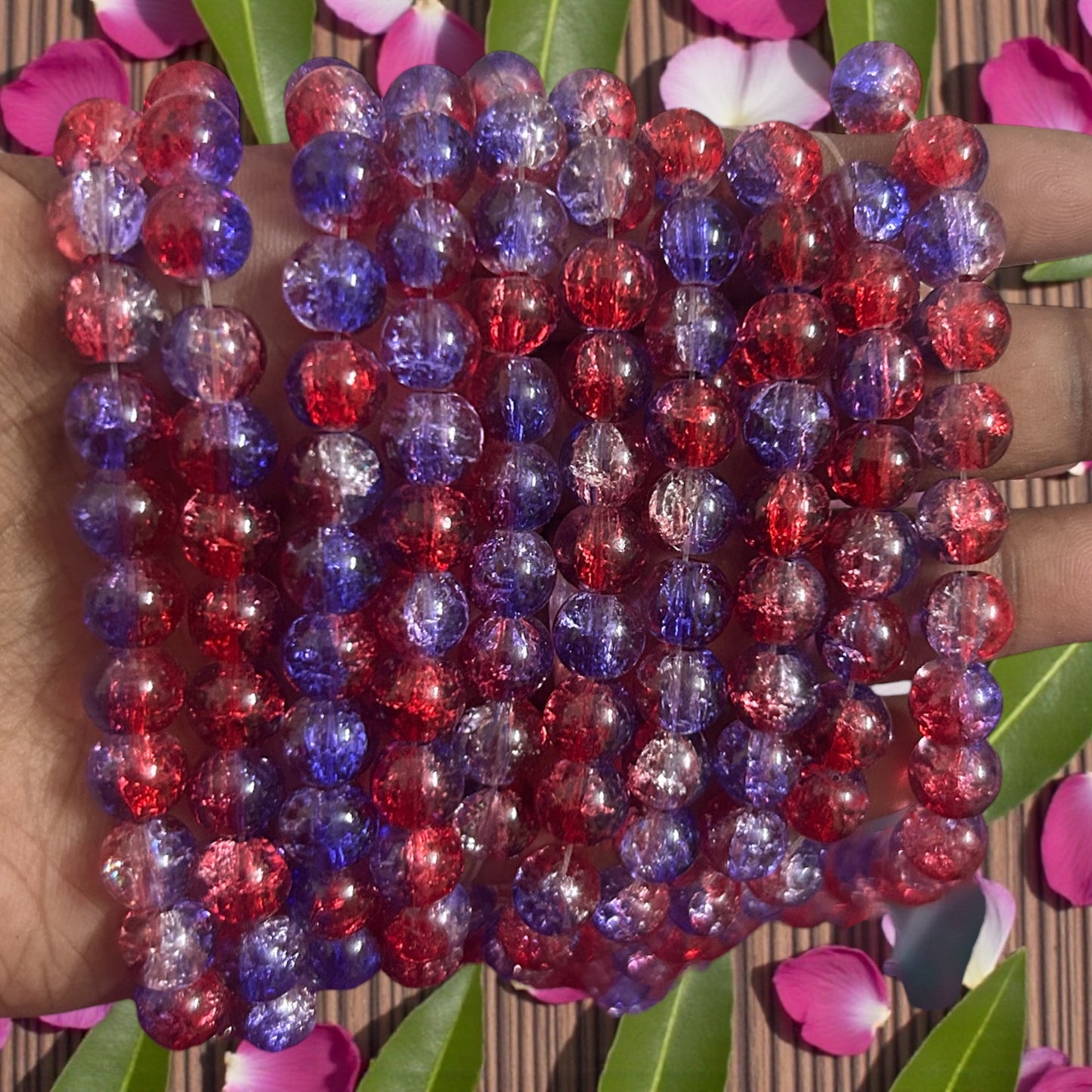 Crackle Beads 8mm - Dark Red & Purple