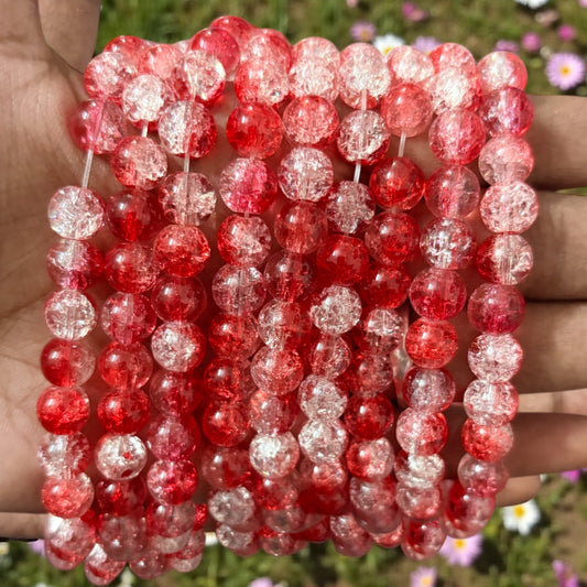 Crackle Beads 8mm - Red & White