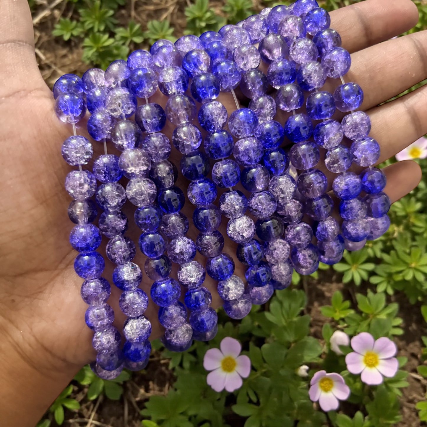 Crackle Beads 8mm - Purple & Dark Blue