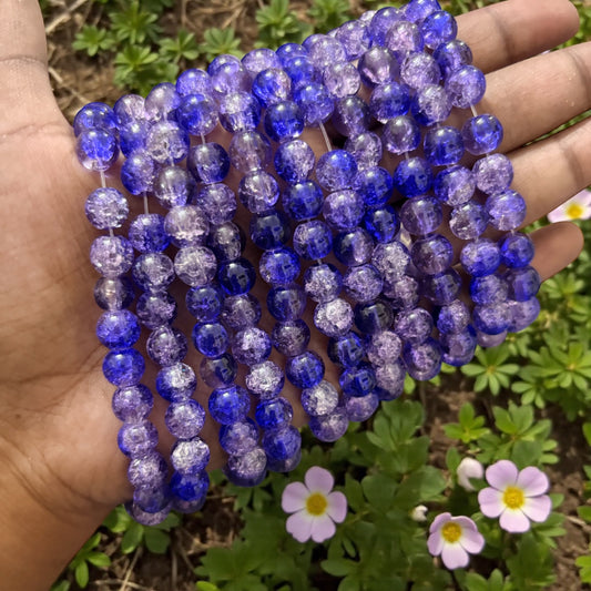 Crackle Beads 8mm - Purple & Dark Blue