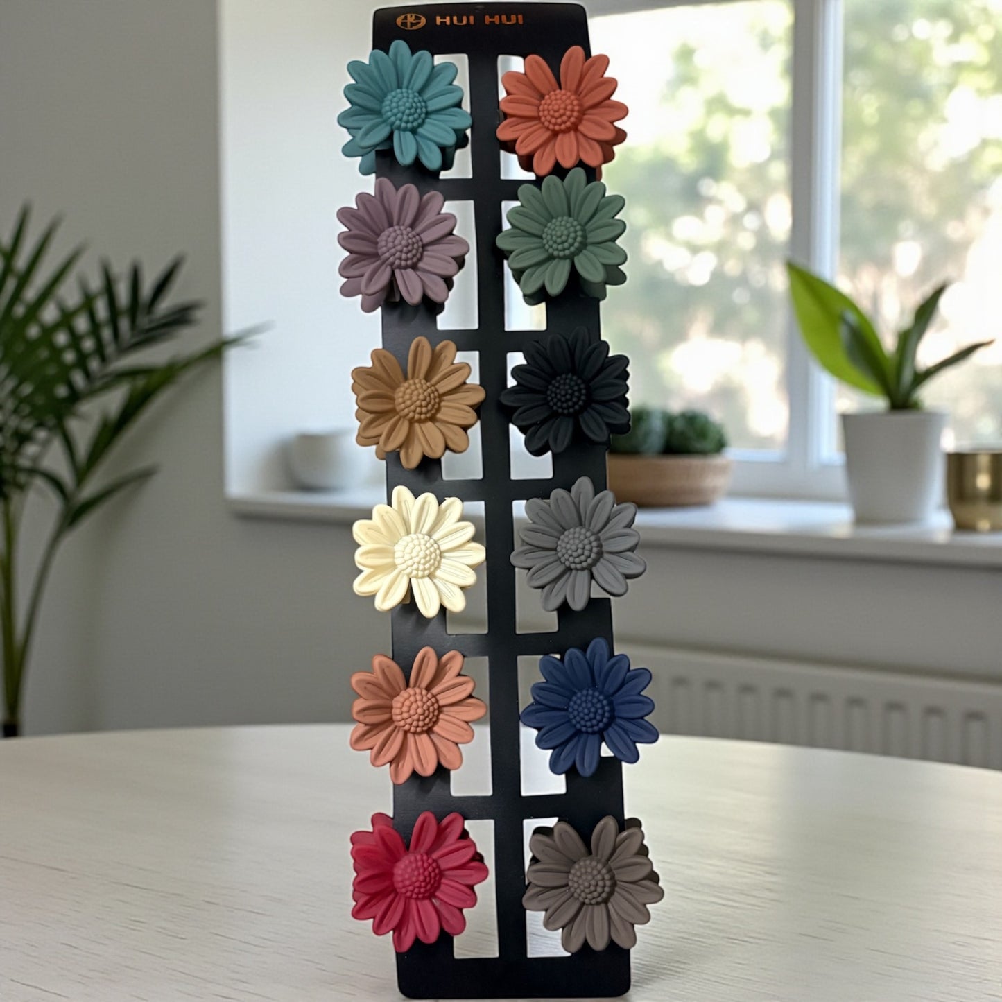 Matte Finish Sunflower Clips (Medium) - Pack of 12 Pcs JHKC100060