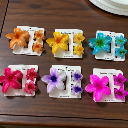 Multicolor Daisy Combo Korean Hair Clips (Big + Small) 18 Pcs - JHKC100076