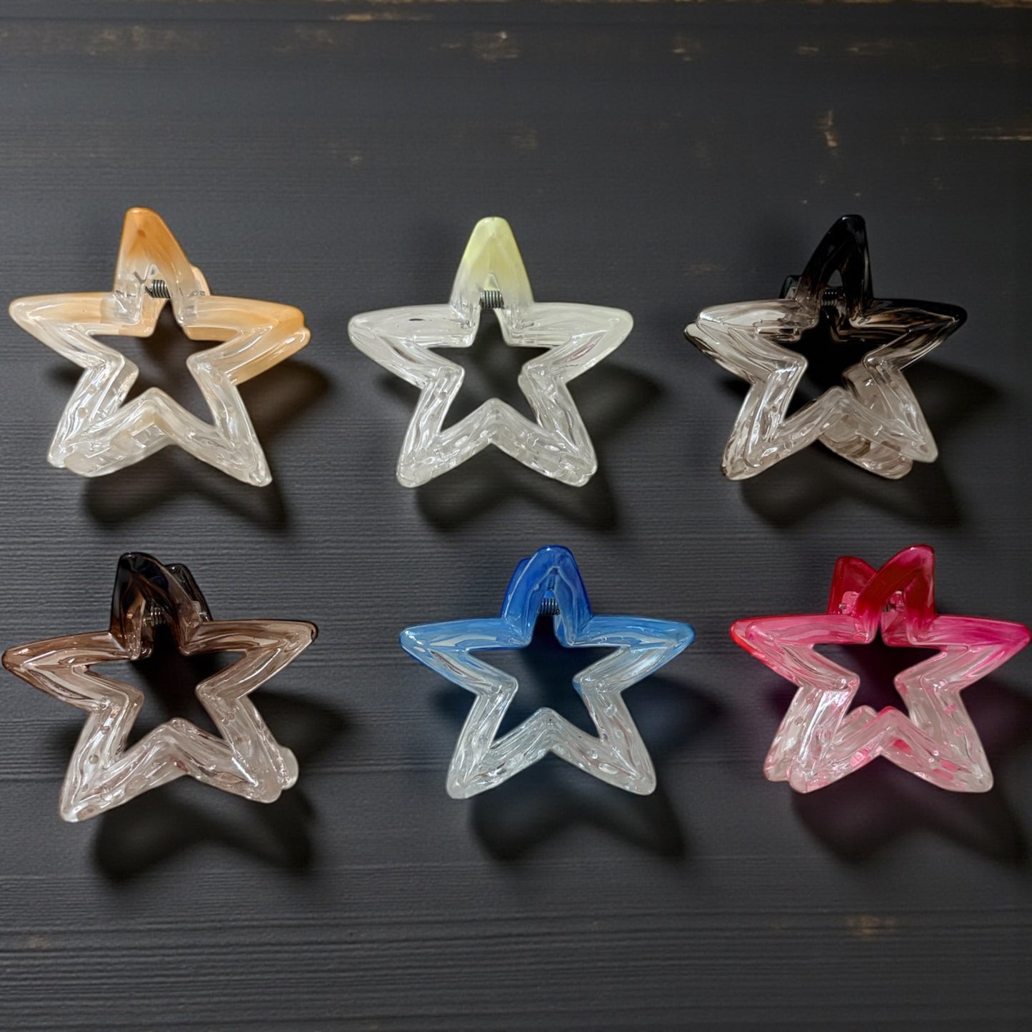 Glossy Star Korean Hair Clips (Big) 6 Pcs - JHKC100078