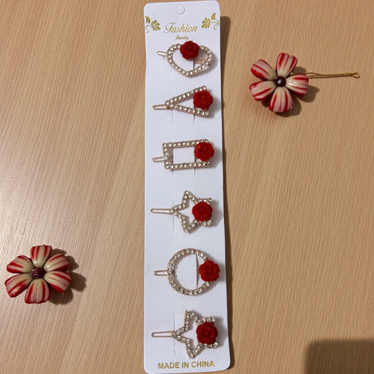 Premium Stone Hair Clips 6 Pcs JHKC100091