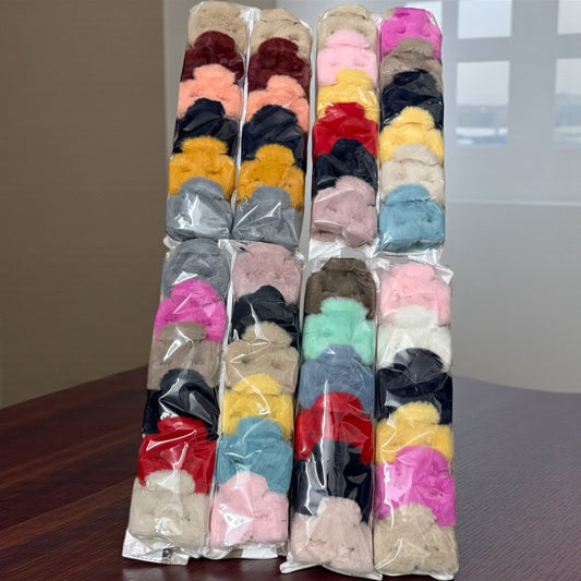 Multicolor Fur Korean Hair Claw Clips - Pack of 6 Pcs (Mixed) JHKC100124