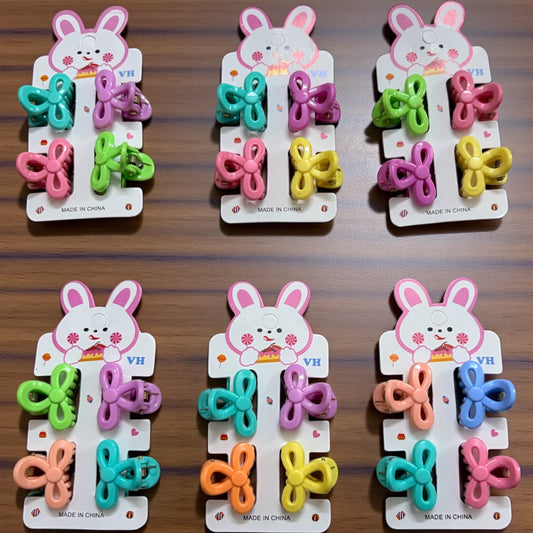 Multicolor Bow Korean Hair Clips 6 Set - 24 Pcs JHKC100167
