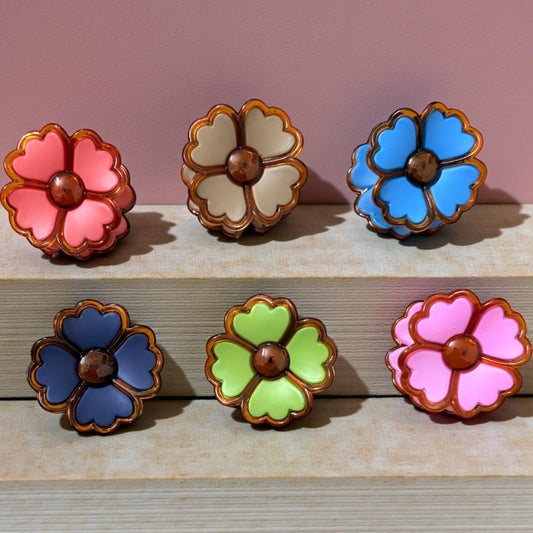 Premium Flower Matte Korean Hair Clips Medium (Pack of 6 pcs) JHKC100202