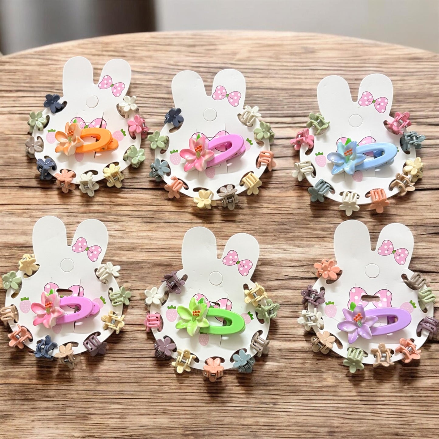 Multicolor Cherry Korean Clips for Kids (6 Set + 6 Centre Clips) - 66 pcs JHKC100231