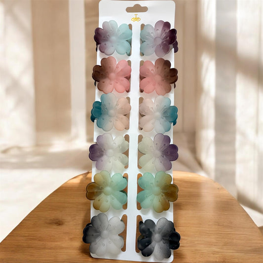 Cherry Dual Shade Matte Finish Korean Hair Clips (Pack of 12 pcs) JHKC100266 (Medium)