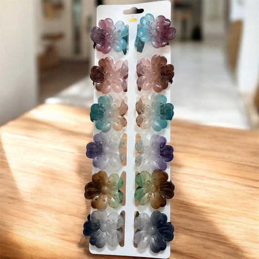 Cherry Dual Shade Glossy Finish Korean Hair Clips (Pack of 12 pcs) JHKC100267 (Medium)