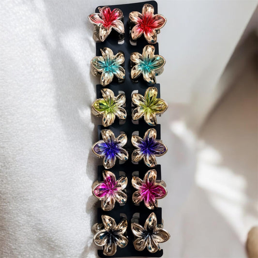 Glossy Finish Daisy Korean Hair Clips - Type 1 (Pack of 12 pcs) JHKC100272 (Medium)