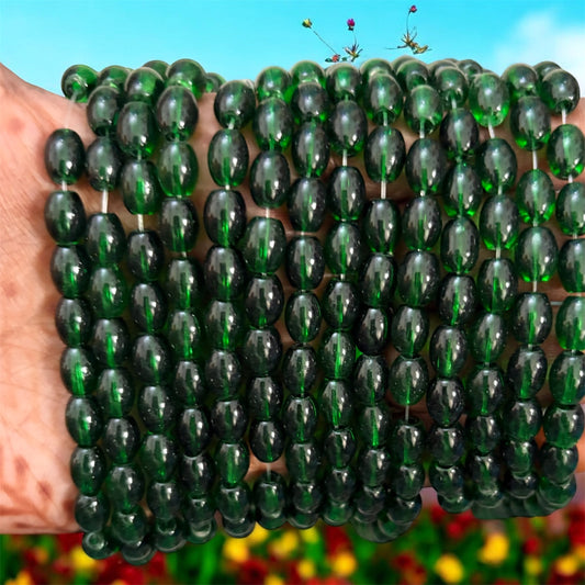 Oval Glass Beads 8mm - Dark Green