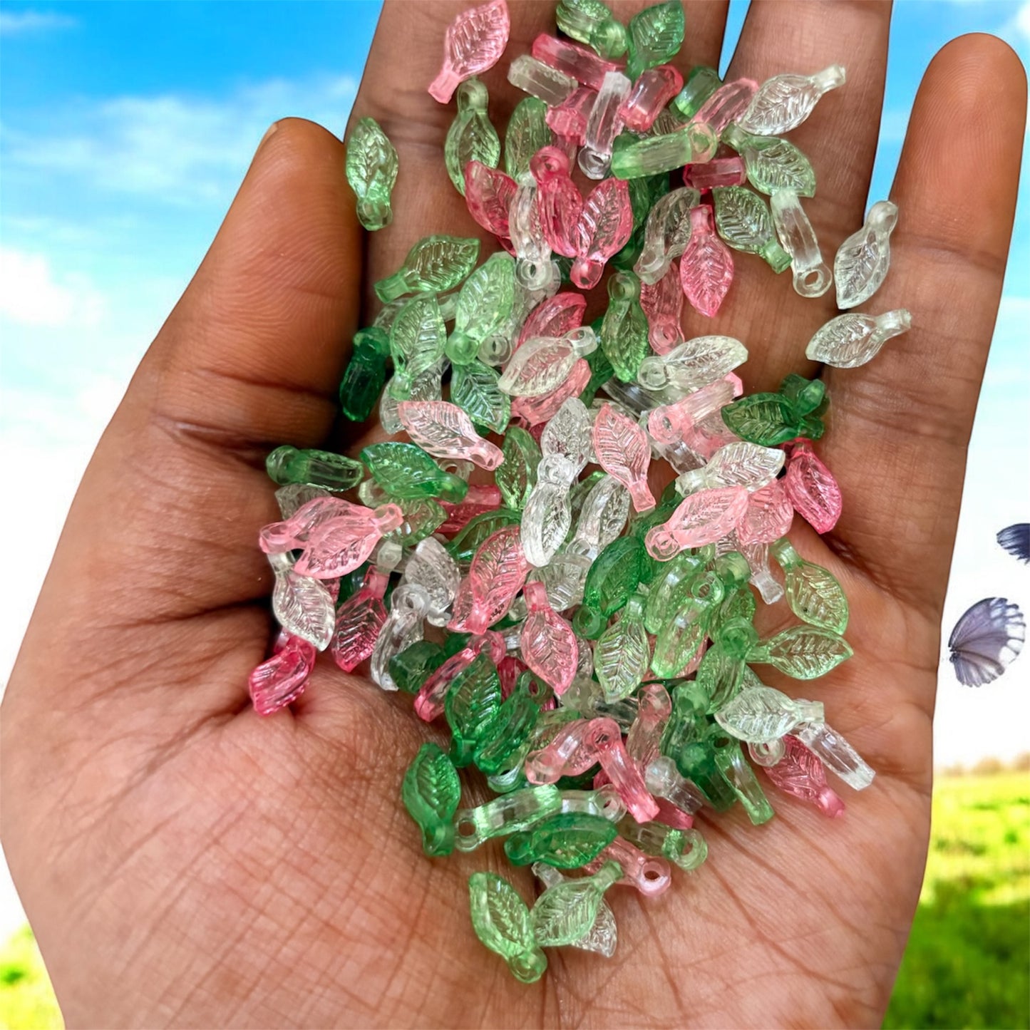 Acrylic Transparent Small Multicolour Leaf (Pack of 10gms)
