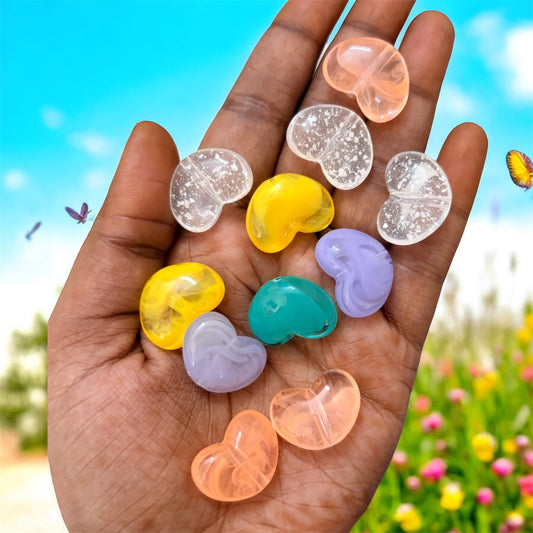 Acrylic Marble Heart Beads - pack of 10pcs
