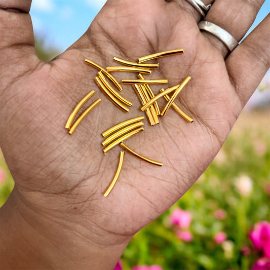 Brass Textured Curved Twist Tubes 1 Inch Size - Pack Of 10pcs