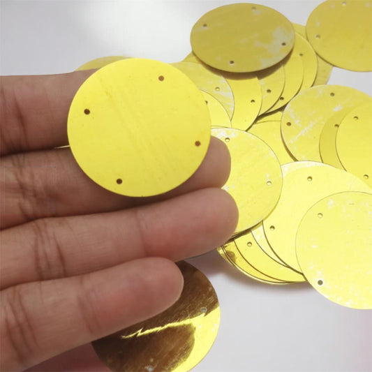 Four Holes Round Golden Sequins (Pack of 50pcs) (Size : 20mm)