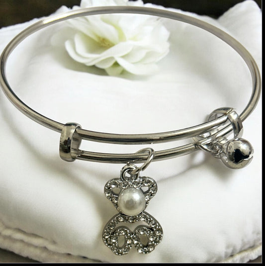 Korean Fancy Bracelet with Stone Teddy Charm
