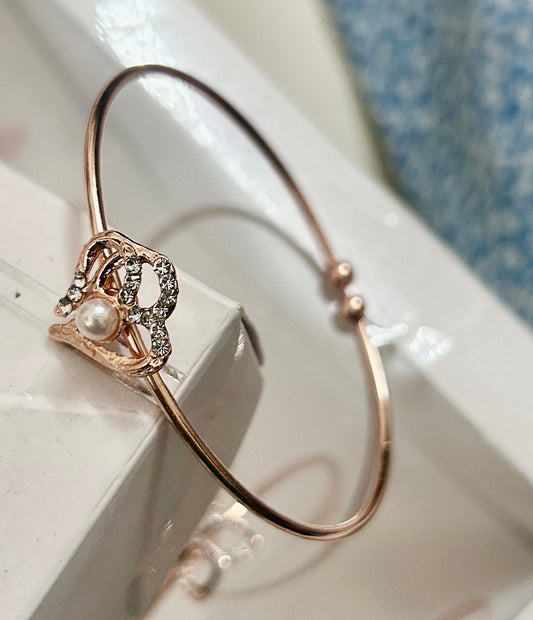 Rose Gol American Diamond Stone Free Size Bracelet - Type #13