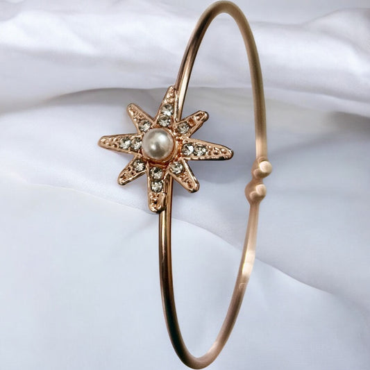 Rose Gold Finish American Diamond Stone Free Size Bracelet - Type #12