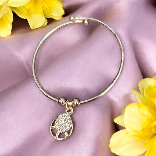 Rose Gold Plated Fancy Bracelet with Water Drop Charm