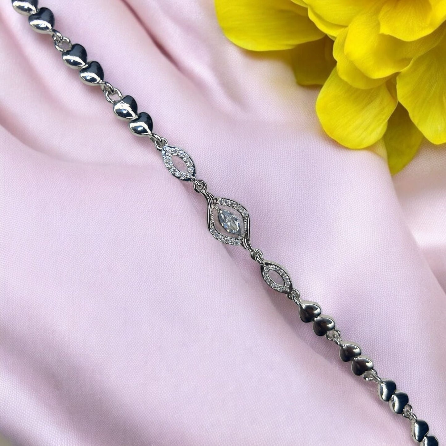 Luxury Silver Plated AD Studded Adjustable Fancy Bracelet #1