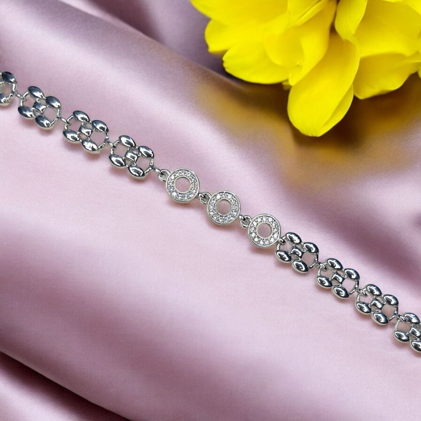 Luxury Silver Plated AD Studded Adjustable Fancy Bracelet #2