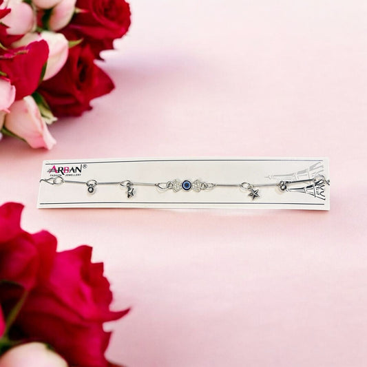 Silver Plated Evil Eye Stone Adjustable Bracelet #2
