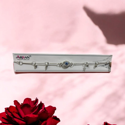 Silver Plated Evil Eye Stone Adjustable Bracelet #5