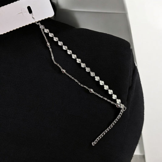 Silver Plated Adjustable Double Layer Fancy Bracelet #27