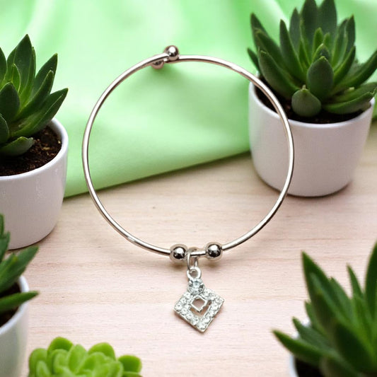 Silver Plated Fancy Bracelet with Stone Diamond