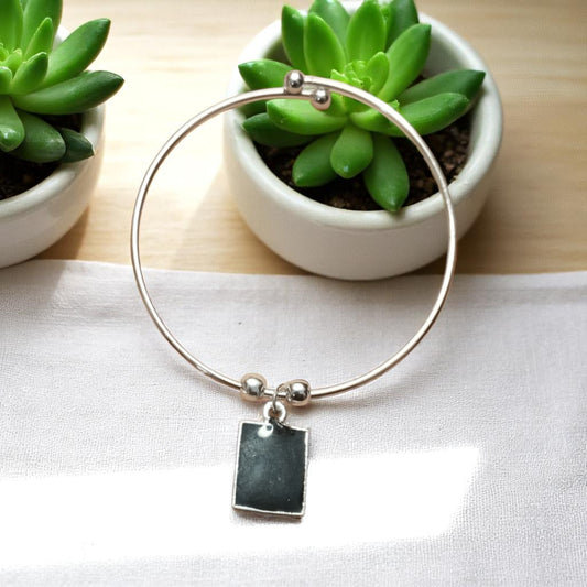 Fancy Bracelet with Black Rectangle Charm